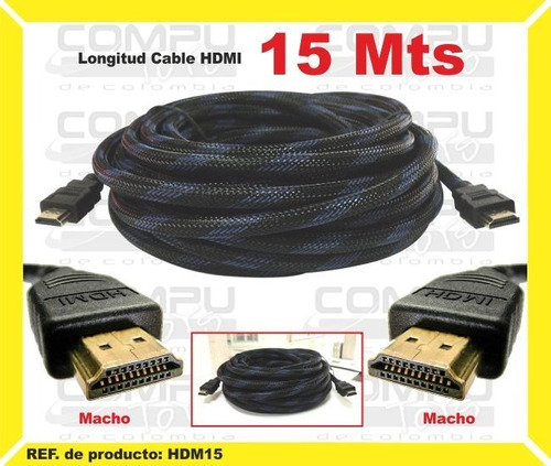 Cable Hd Encauchetado V2.0 M-m 15m Ref: Hdm15 Computoys Sas