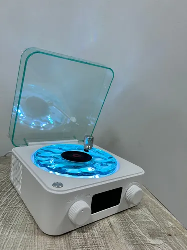 Tocadiscos De Vinilo Retro Bluetooth Parlante Waves Olas Luz