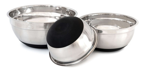 Set 3 Bowls Acero Inoxidable Plus Gourmet Silicona Plateado