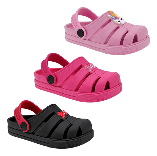 Combo 3 Pares Sandalia Feminina Infantil Babuche Infantil