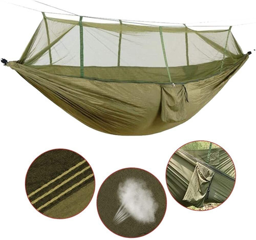 Imagen 3 de 8 de Hamaca Colgante Portatil Nylon Mosquitero Individual
