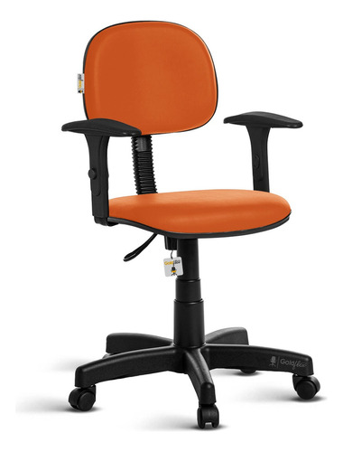 Cadeira Para Escritório Home Office Secretaria Com Braço Rv Cor Laranja Material Do Estofamento Poliéster