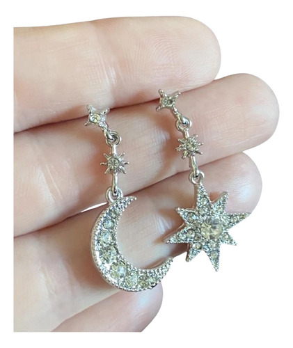 Pendientes Colgantes De Luna Y Estrella Para Mujer