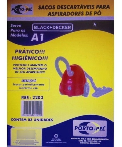 Saco Aspirador Para Modelo A1 Black + Decker Porto-pel 3un