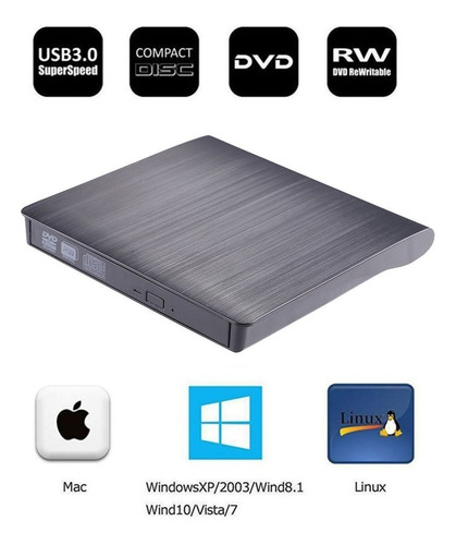 Imagen 4 de 5 de Ultraslim Usb 3.0 Externa Rw Cd Quemador Escritor Lector De