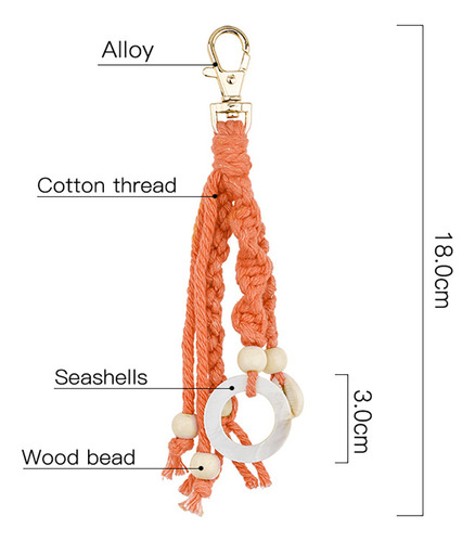 Llaveros De Macramé Boho Con Cuentas De Madera Y Conchas Mar