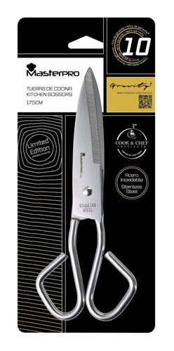 Imagen 1 de 3 de Masterpro-tijeras Para Cocina Acero Inoxidable 17.5cm