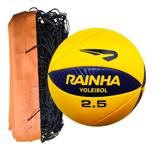 Kit - Bola De Vôlei Rainha 2.5 + Rede Voleibol 9,5 Mts Seda