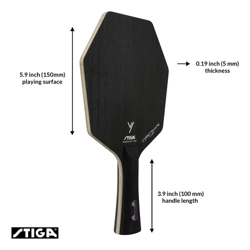 Cuchilla De Tenis De Mesa Stiga Cybershape Carbono 2023 Negro Tipo De Mango