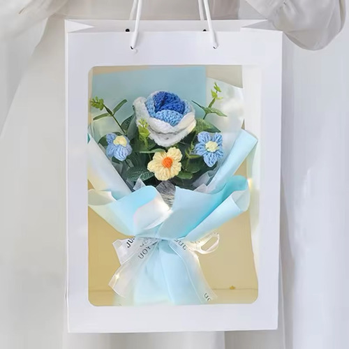 Lote 6 Ramos Flores Crochet Tejido Con Luz Led+bolsa Regalo