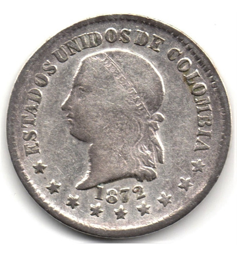 1 Décimo 1872 Bogotá Ley 0,835 Plata