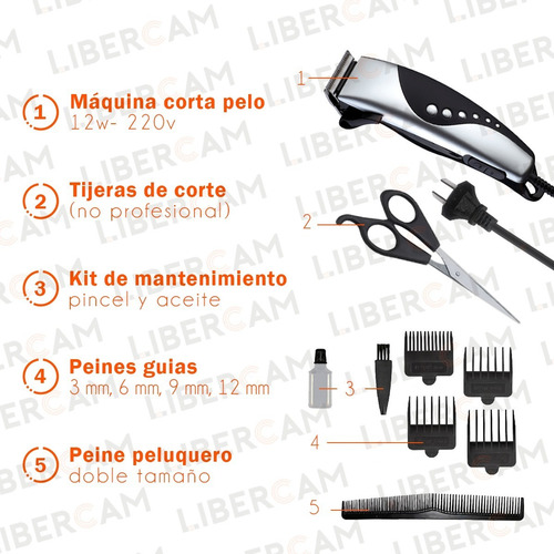 Maquina Cortar Pelo Kit Peluqueria Afeitadora Corta Barba