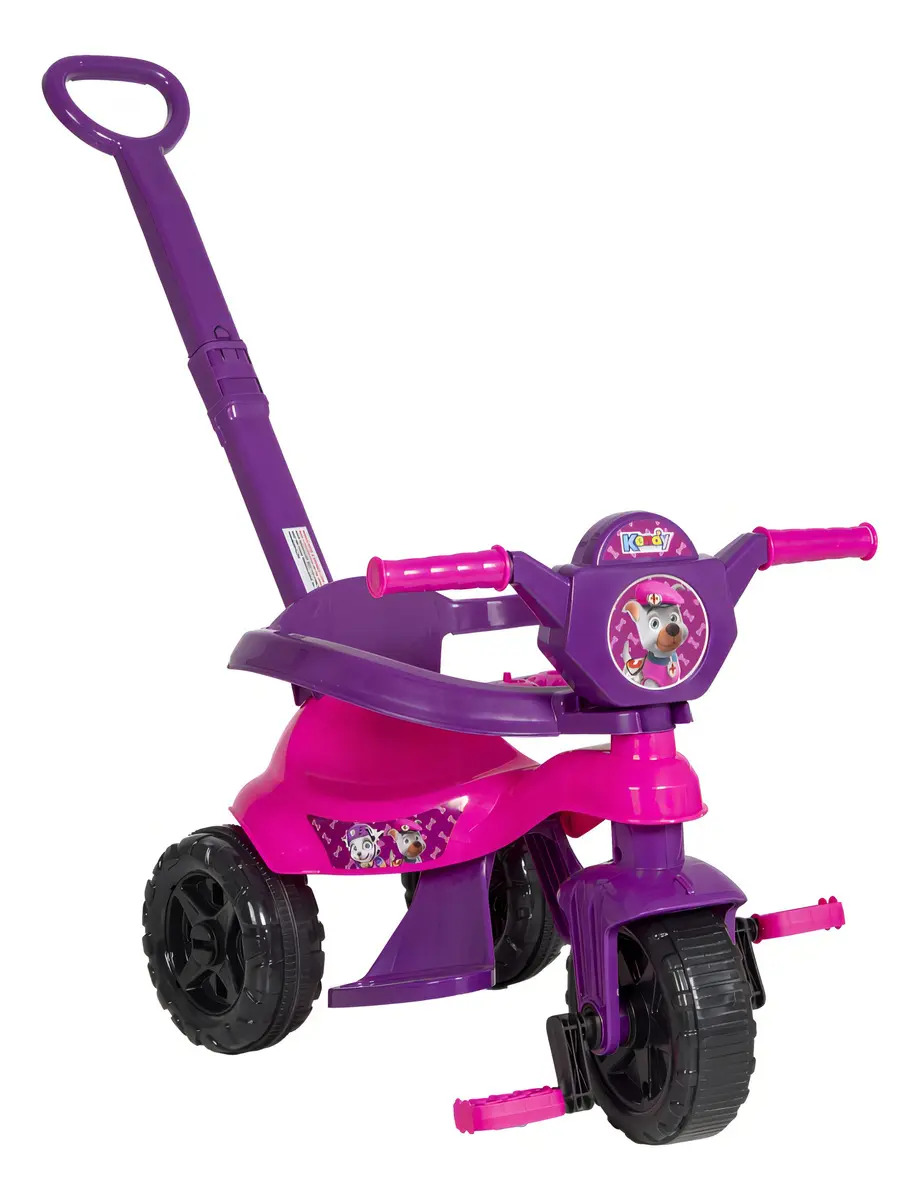 Triciclo multifuncional Kendy Kemotoca Baby Dog rosa e lilás Criança Bebê Andador Meninas Cachorrinho BQ0513M
