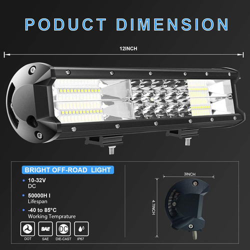 Barra De Luz Led 12 Pulgadas 180w Lm Luches Fog Leaches Led
