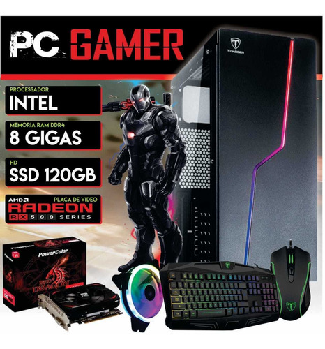 Pc Gamer Intel Ssd 120gb Hd 500 8gb Ddr4 Mouse Teclado Rgb