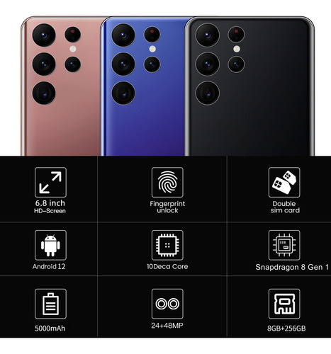 P Smartphones Desbloquea La Versión Global S24 Ultra,8gb+256gb Dual Sim,teléfonos Inteligentes Pantalla Completa 6,8 Pulgadas