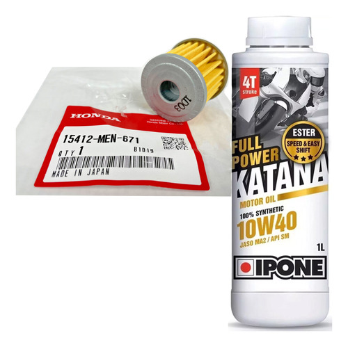 Aceite Sintetico Ipone Katana Y Filtro Honda Crf 250 450 Cut