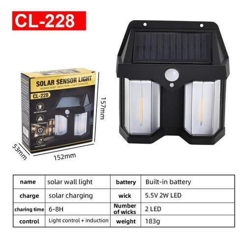 Aplique Lámpara Solar De Pared Sensor De Movimiento Sl-228