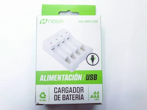 Cargador Pilas Recargables Aa Y Aaa Usb Noga 4 Pilas Rapido