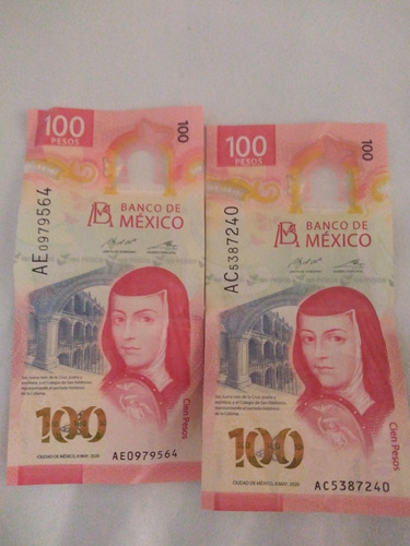 Billete De 100 Sor Juana Serie Ac Y Ae Unicas Piezas 