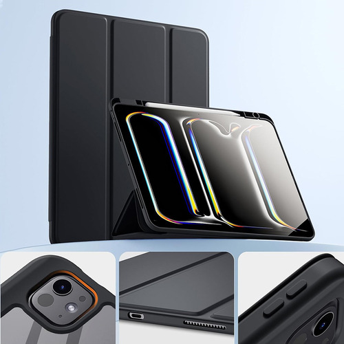 Funda Para iPad Pro 13 Pulgadas M4 2024 Con Ranura Lápiz Negro Transparente