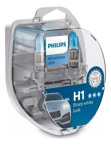 Kit 2 Lamparas Philips H1 Sharp White 4200k 55w + T10 Blue