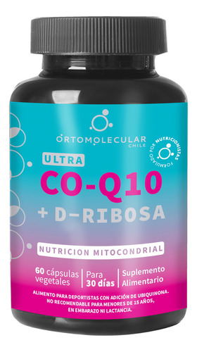 Coenzima Q10 + D-ribosa - 60 Cáps - Ortomolecular Chile Sabor Sin Sabor