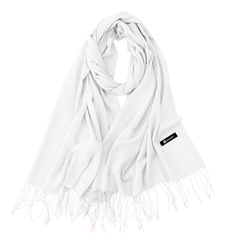 Bufanda Cuellera Pashmina Palestina De Invierno Para Mujer Color Blanco Diseño de la tela Liso