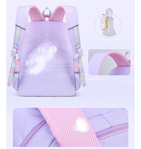 Mochila Escolar Coreana Con Estampado De Arcoíris Para Mujer