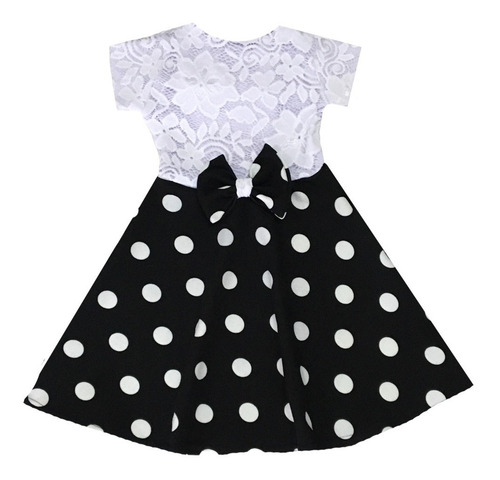 Vestido Infantil De Renda Moda Kids Laço Nas Costas Promoção