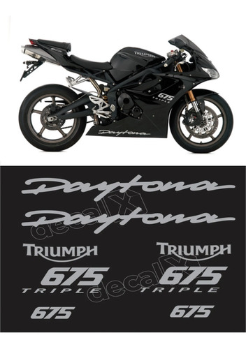 Kit Adesivos Triumph Daytona 675 Preta E Prata D675005