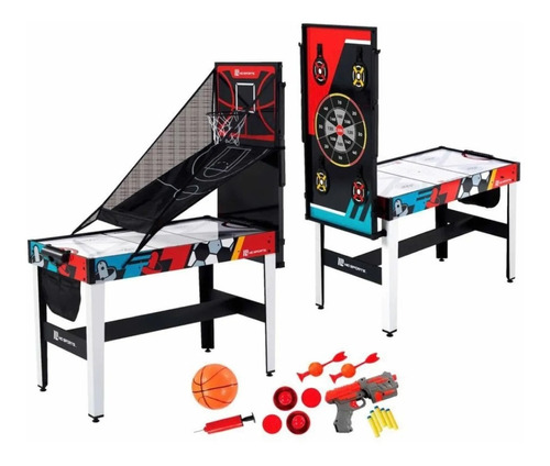 Mesa Multijuegos 4 En 1 Hockey Basquet Dardos Tiro Md Sports