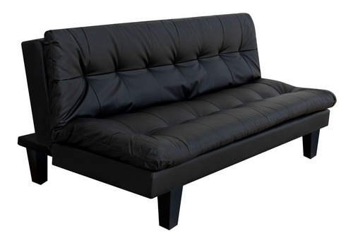 Sofá Cama Paris Fantasía Tipo Cuero Negro