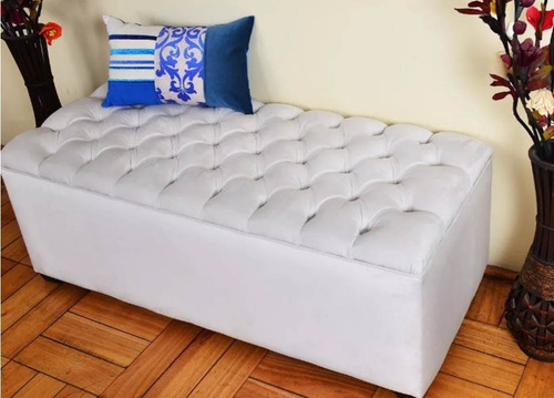 Imagen 4 de 6 de Pie De Cama 1,6mts Baulera Capitone En Pana Premium