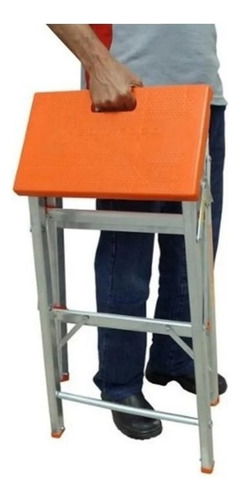 Escada 2 Degraus Banco Banquinho Alumínio Altura 43cm Cor Laranja