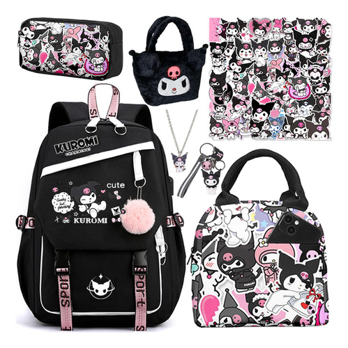 Mochila Kuromi Kawaii De 56 Unidades/kit Con Colgante De Fel