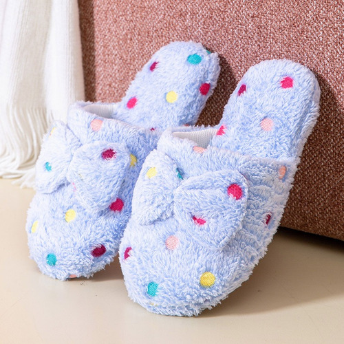 Pantuflas Mujer Niña Comodas Peluche Lazo Lindo Casa Hogar