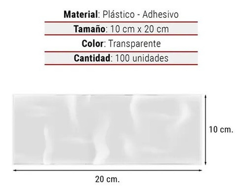Imagen 3 de 7 de Bolsa Plastica 10x20 Cm Transparente Celofan - 100 Uni