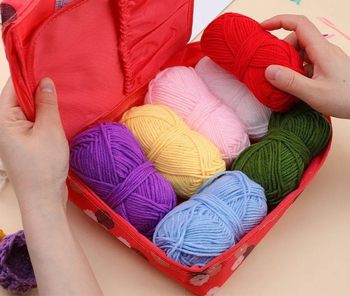 Set Crochet Lanas Y Accesorios Para Tejer Bolsito Exclusivo