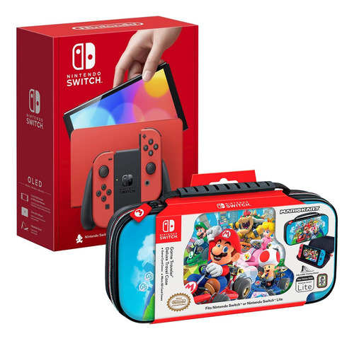 Consola Nintendo Switch Oled Mario Red + Estuche M. Kart Bag