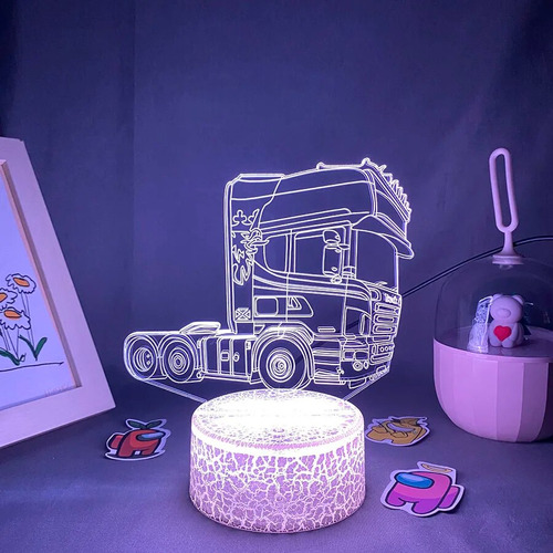 Luz De Noche Lámpara Truck Head 3d Led Neon Night Lights Col