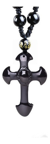 Paquete De 2 Collares Con Colgante De Cruz De Obsidiana