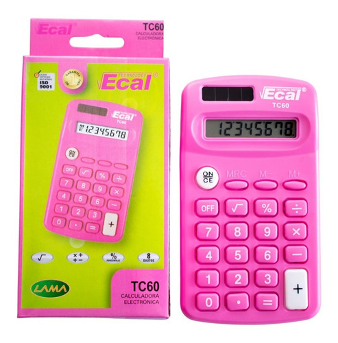 Calculad Escol Comercial Ecal Tc59/60 8 Díg Dual Pila Solar Color Rosa