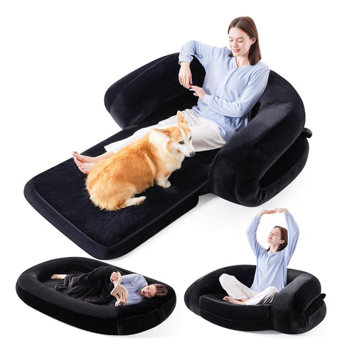 Cama Humana Para Perros Y Adultos Puf Plegable Gigante Con M