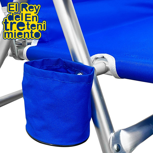 Imagen 4 de 10 de Pack 3 Silla Playa Reposera Aluminio 5 Posiciones - El Rey