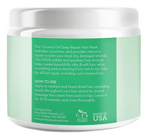 Máscara De Coco Aceite De Pelo, Deep Tratamiento Acondiciona