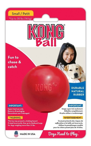 Pelota Para Perro Kong Ball Classic Talla S Hasta 16 Kg