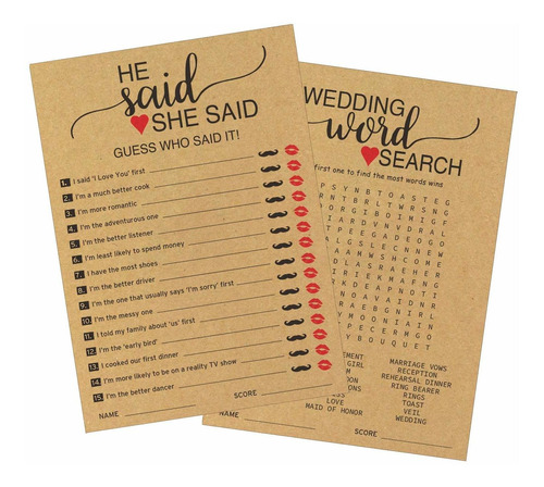 He Said She Wedding Word Search Juego Ducha Nupcial 50  2 1