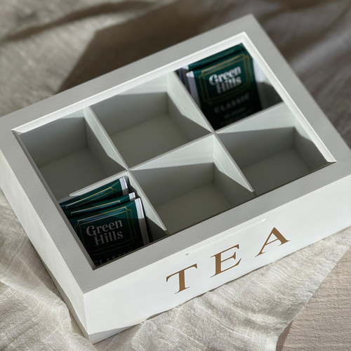 Caja De Te 6 Divisiones - Organizador Saquitos Blanco