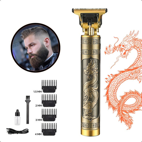 Maquina Cortar Cabelo Barba Dragão Acabamento Sem Fio Detalhe